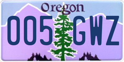 OR license plate 005GWZ