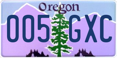 OR license plate 005GXC