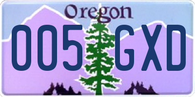 OR license plate 005GXD