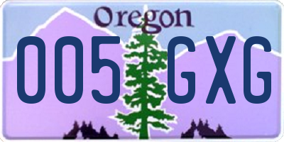 OR license plate 005GXG
