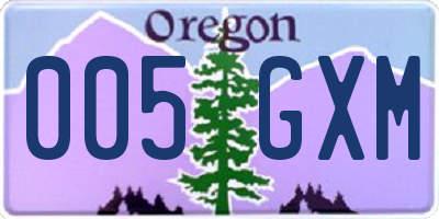 OR license plate 005GXM