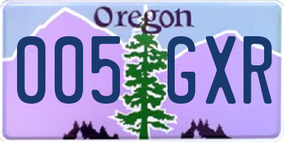 OR license plate 005GXR