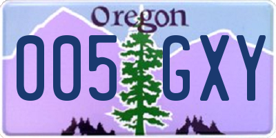 OR license plate 005GXY