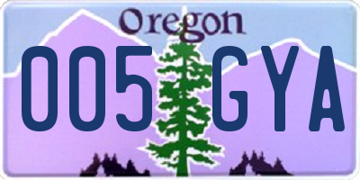 OR license plate 005GYA