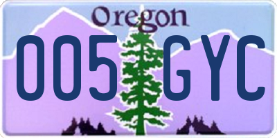 OR license plate 005GYC