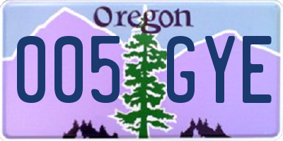OR license plate 005GYE