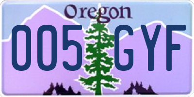 OR license plate 005GYF