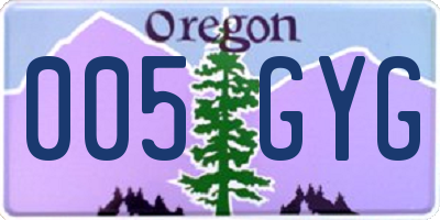 OR license plate 005GYG