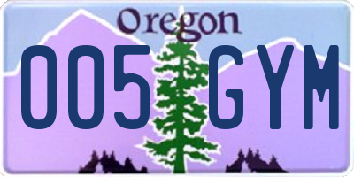 OR license plate 005GYM