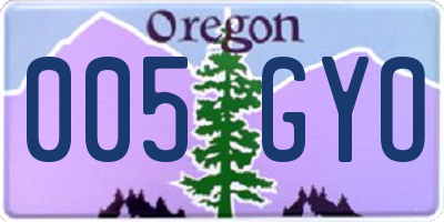OR license plate 005GYO