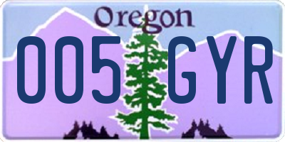 OR license plate 005GYR