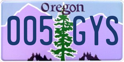 OR license plate 005GYS
