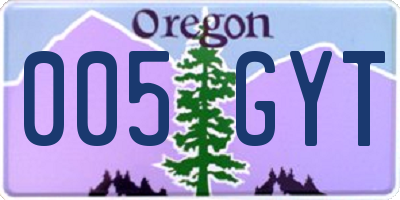 OR license plate 005GYT