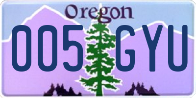 OR license plate 005GYU