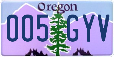 OR license plate 005GYV