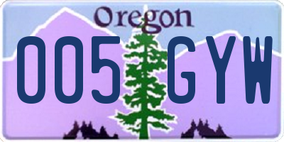 OR license plate 005GYW