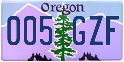 OR license plate 005GZF