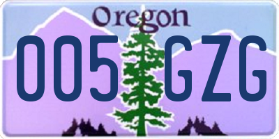OR license plate 005GZG
