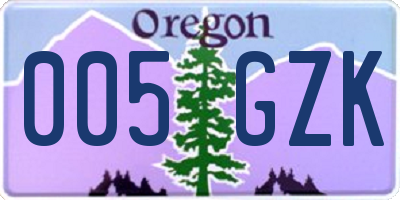OR license plate 005GZK