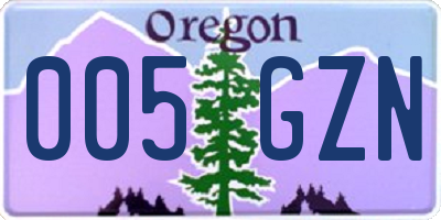 OR license plate 005GZN