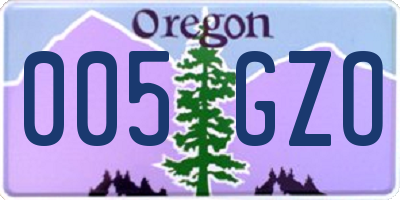 OR license plate 005GZO