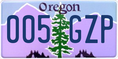 OR license plate 005GZP