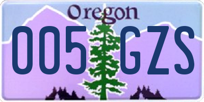 OR license plate 005GZS