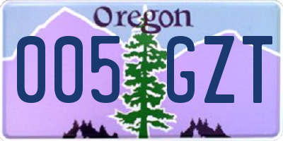 OR license plate 005GZT