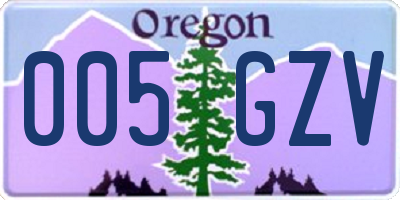 OR license plate 005GZV