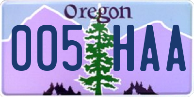 OR license plate 005HAA