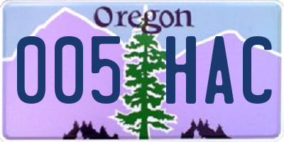OR license plate 005HAC