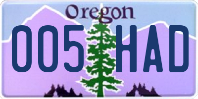 OR license plate 005HAD