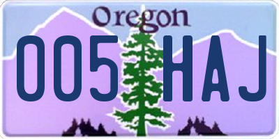 OR license plate 005HAJ