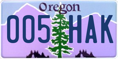 OR license plate 005HAK