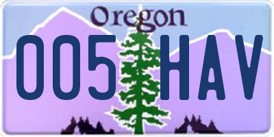 OR license plate 005HAV