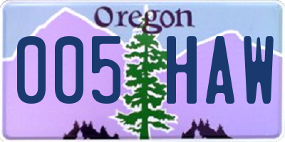OR license plate 005HAW