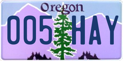 OR license plate 005HAY