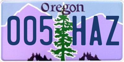 OR license plate 005HAZ