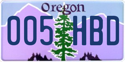 OR license plate 005HBD