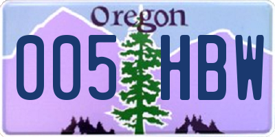 OR license plate 005HBW