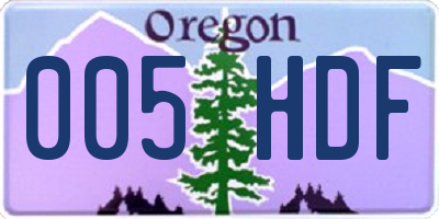 OR license plate 005HDF