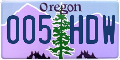 OR license plate 005HDW