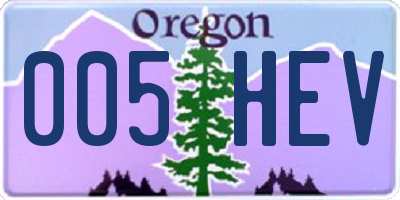 OR license plate 005HEV