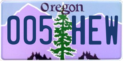 OR license plate 005HEW