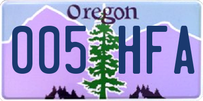 OR license plate 005HFA