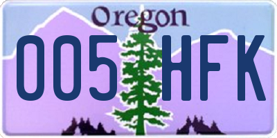 OR license plate 005HFK
