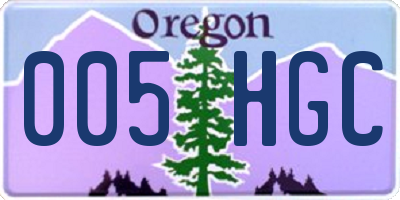 OR license plate 005HGC