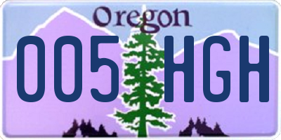 OR license plate 005HGH