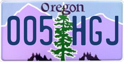 OR license plate 005HGJ