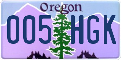 OR license plate 005HGK